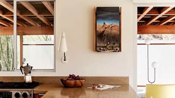 Fridge, oven, stovetop, coffee/tea maker