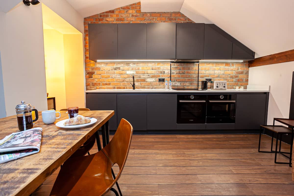 Apartment (603) | Private kitchen | Fridge, microwave, oven, electric kettle