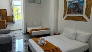 1 bedroom, hypo-allergenic bedding, down comforters, in-room safe