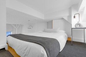 1 bedroom, desk, iron/ironing board, travel cot