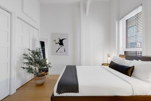 1 bedroom, desk, iron/ironing board, travel cot