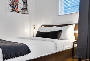 1 bedroom, desk, iron/ironing board, travel cot