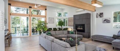 Televisión de pantalla plana, chimenea