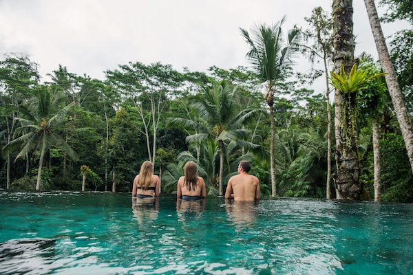 Outdoor pool, pool loungers