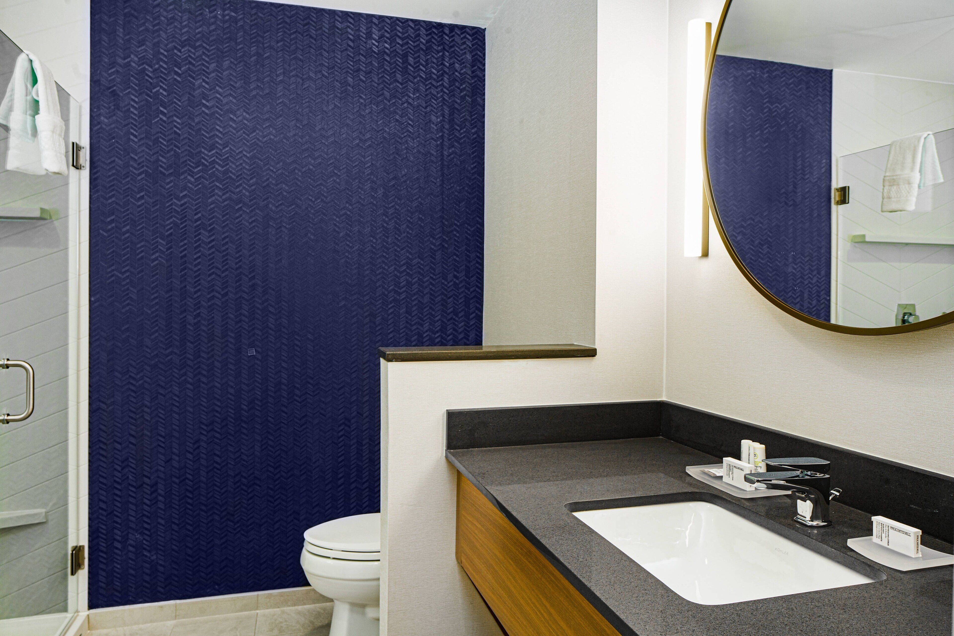 free toiletries, hair dryer, towels