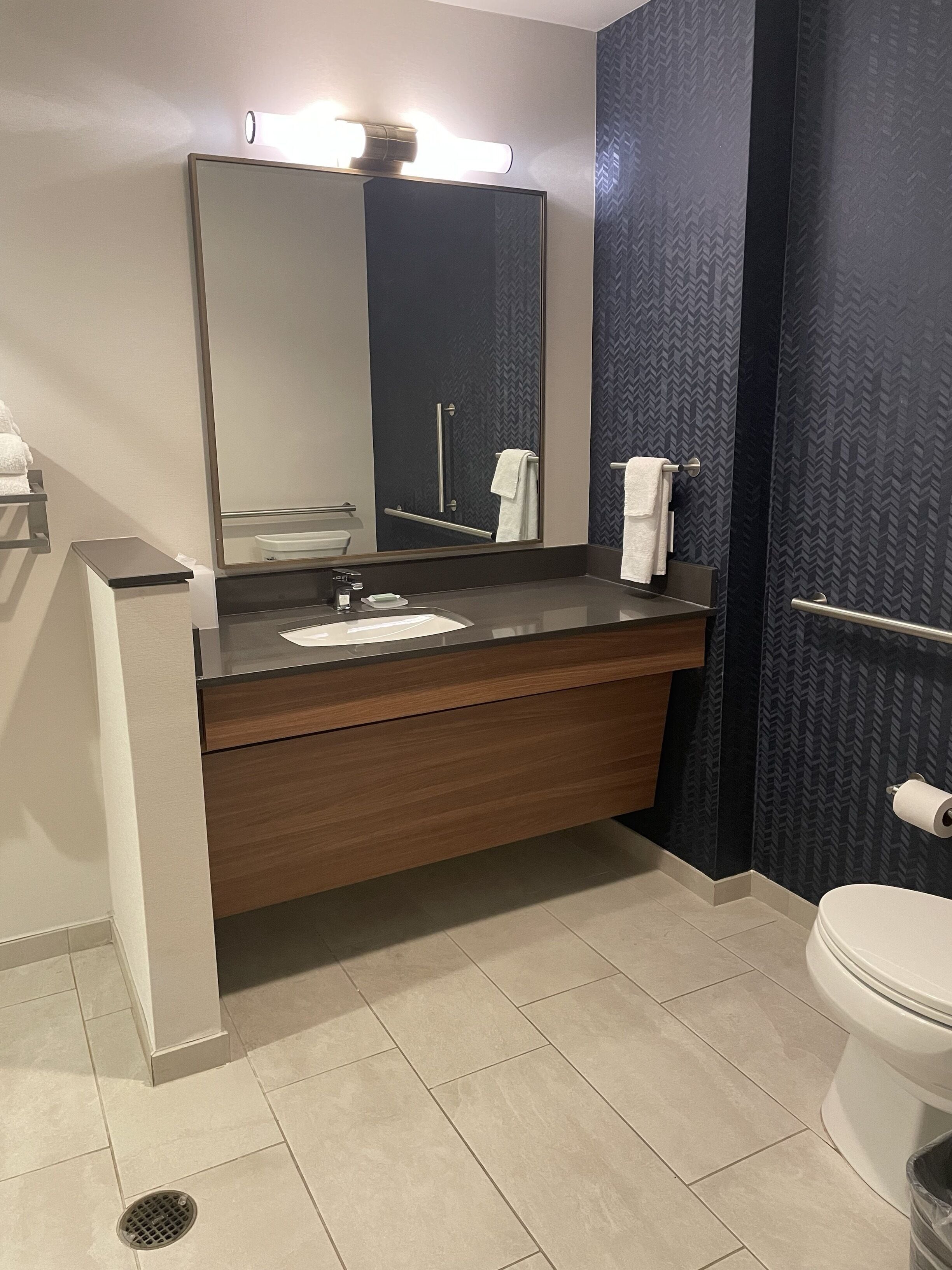 free toiletries, hair dryer, towels