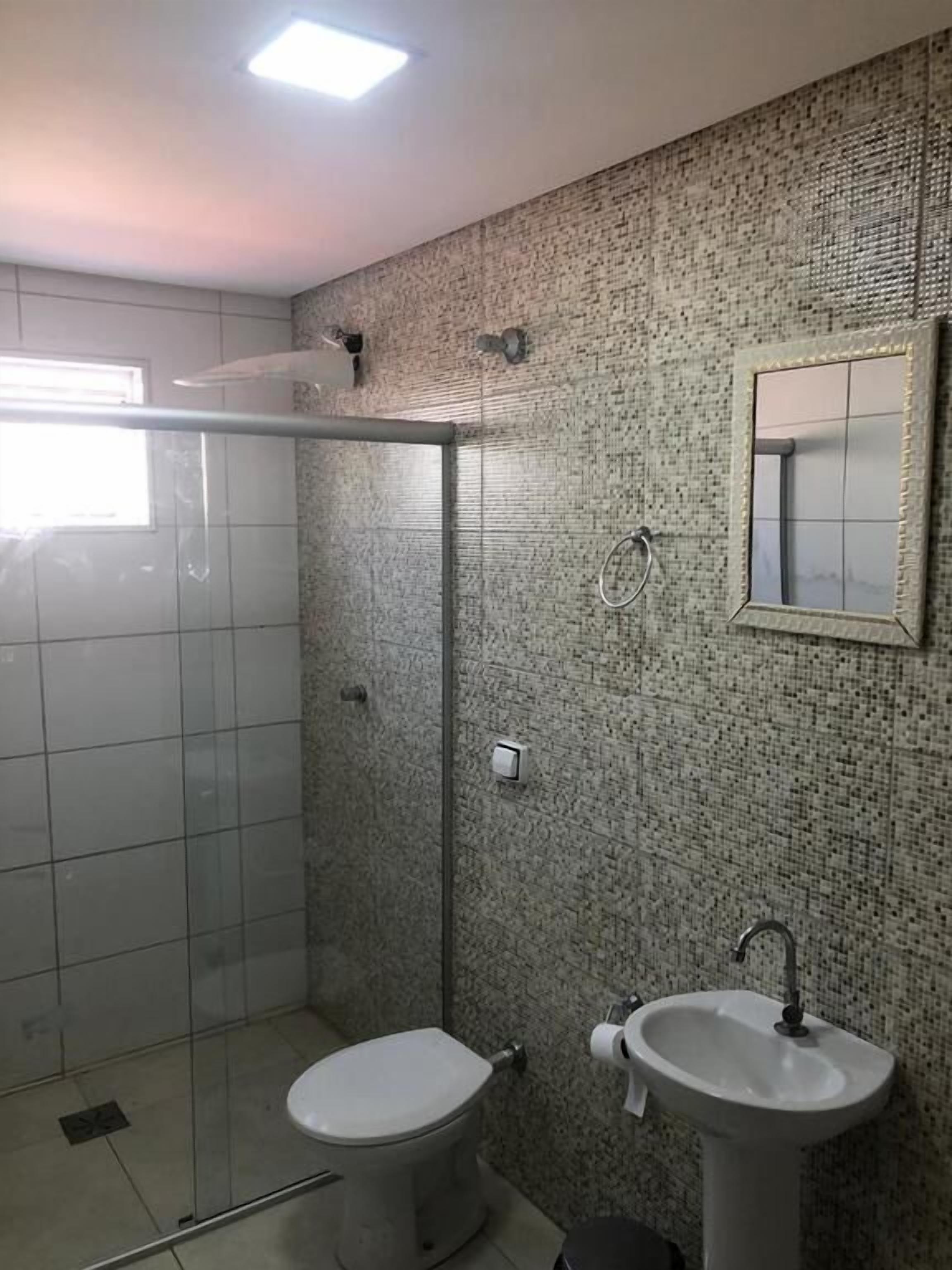 shower, towels, soap, toilet paper