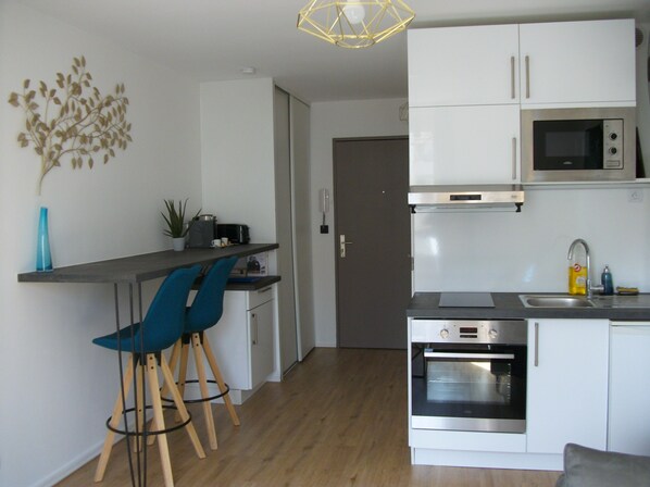 Fridge, microwave, oven, stovetop - "Monplaisir, center + parking, quiet, clean, wifi, near university, BSB, sciences-U (Lyon)