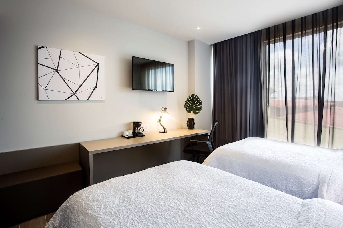 twin room, 2 single beds, non smoking, refrigerator | premium bedding, in-room safe, desk, laptop workspace