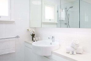 シャワー、ヘアドライヤー、タオル