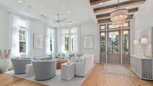 Villa, 5 Bedrooms | Living room | 36-inch TV with cable channels, DVD player, ping pong - Watercolor by Dune Vacation Rentals - Scrub Oak Lake District (Santa Rosa Beach)