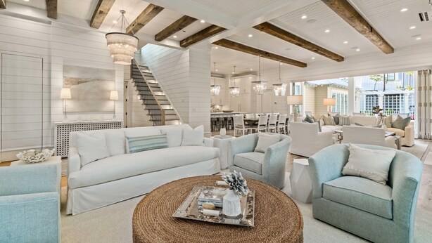 Villa, 5 Bedrooms | Living room | 36-inch TV with cable channels, DVD player, ping pong - Watercolor by Dune Vacation Rentals - Scrub Oak Lake District (Santa Rosa Beach)