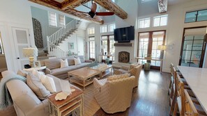 House, Multiple Beds | Living room | Flat-screen TV, fireplace - Watercolor by Dune Vacation Rentals - Lake District (Santa Rosa Beach)