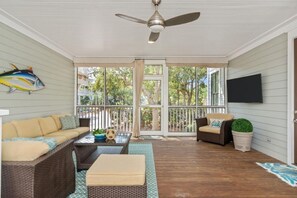 House, 4 Bedrooms | Living room | 50-inch flat-screen TV with cable channels, TV, DVD player - Watercolor by Dune Vacation Rentals-camp District (Santa Rosa Beach)