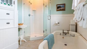 Sage, Bass Cottage | Bathroom | Bathtub, designer toiletries, hair dryer, towels
