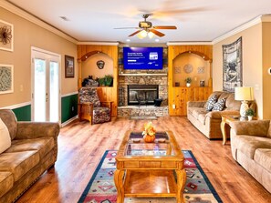 智能电视、壁炉、电子游戏、DVD 播放器