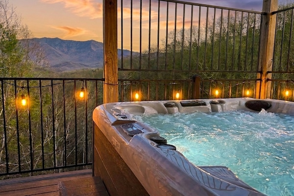 Mountain views from the hot tub can be especially inviting at sunset or sunrise