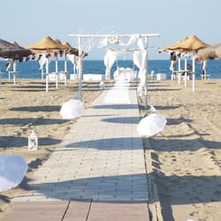 Private beach, sun loungers, beach umbrellas, beach volleyball