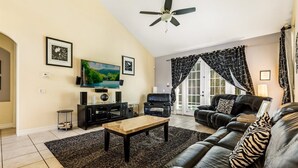 Living room - Stunning 7 bed Home With South Facing, Private Pool and spa not Overlooked Near Disney With Cinema Room - 468 (Kissimmee)