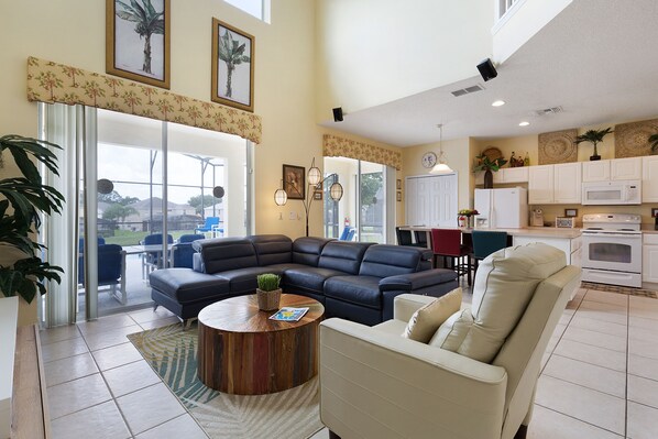 House, 6 Bedrooms (5.5 Bathrooms) | Living area | 55-inch flat-screen TV with cable channels, LCD TV, DVD player