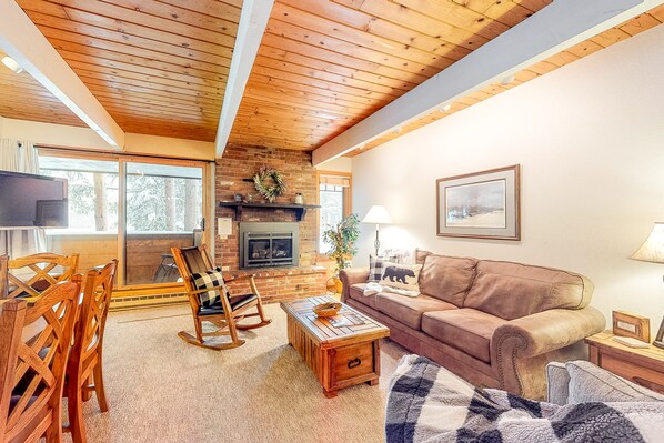 TV, fireplace, DVD player, video library