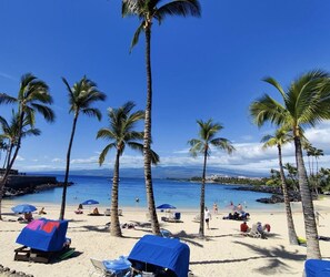 Ubicación a pie de playa, tumbonas y toallas de playa