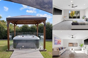 Property grounds - Island Luxe Retreat Cowes. Modern Holiday House, Powerful outdoor spa/jaquzzi. (Cowes)