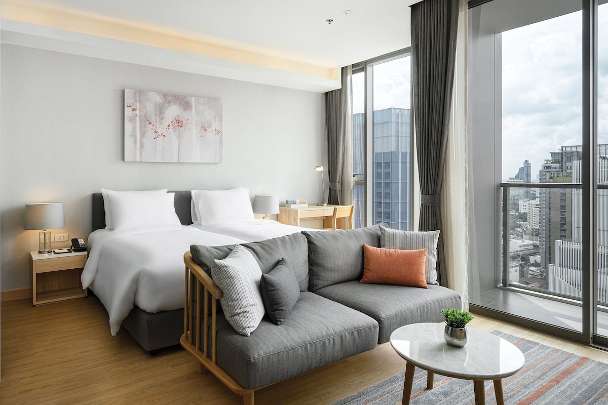 In-room safe, desk, laptop workspace, soundproofing