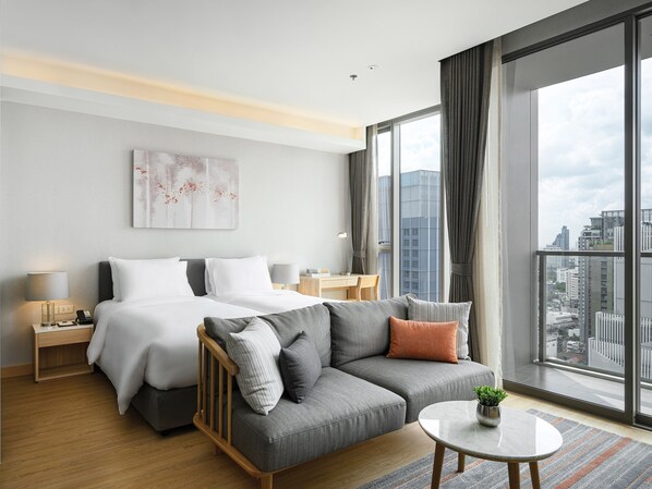 In-room safe, desk, laptop workspace, soundproofing