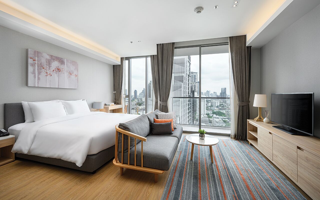 In-room safe, desk, laptop workspace, soundproofing