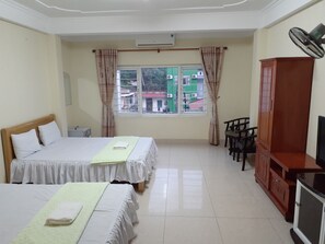 Pillow-top beds, desk