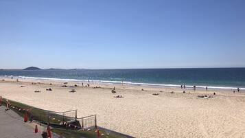 On the beach, beach towels