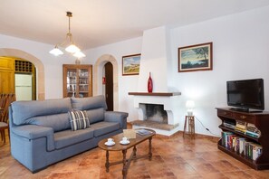 TV, fireplace