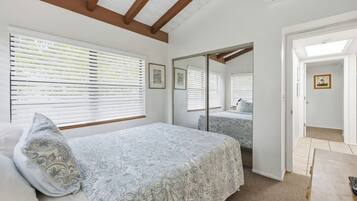 Blackout drapes, iron/ironing board, bed sheets