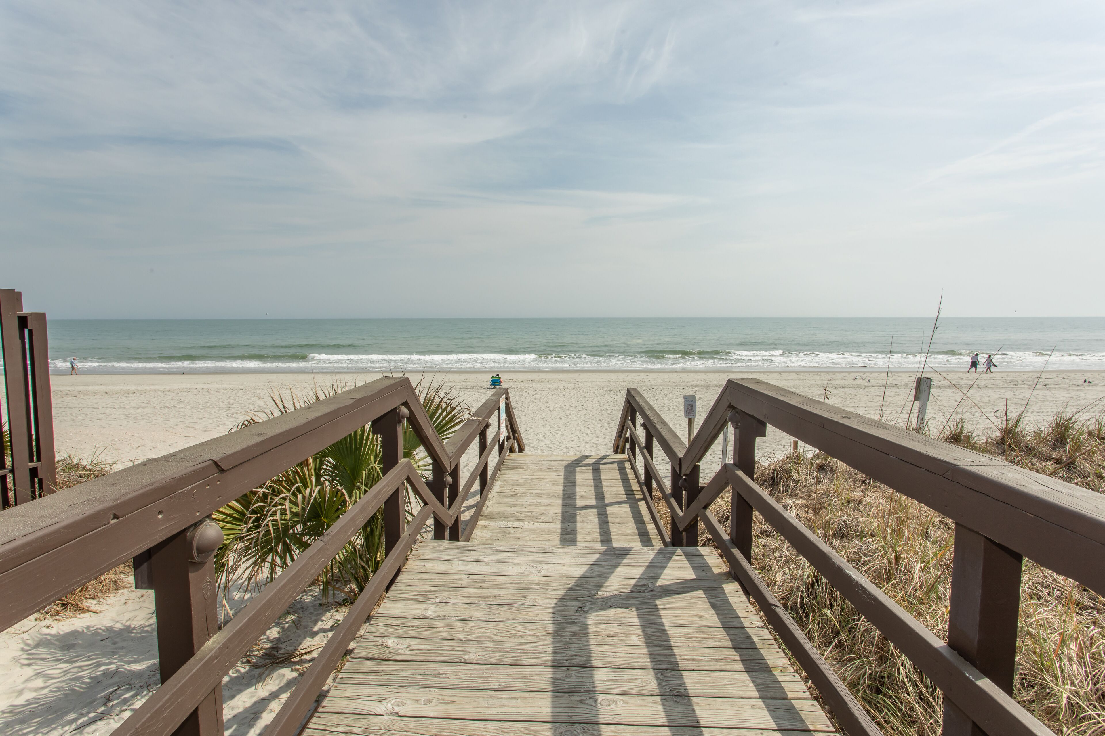 On the beach, sun loungers