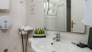 Shower, hair dryer, bathrobes, slippers