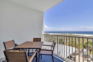 Outdoor dining - Beachfront Gulf Condo! Renovated! Big Savings + Gorgeous Views! (Orange Beach)