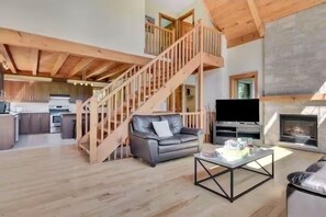 Smart TV, fireplace, video games, DVD player