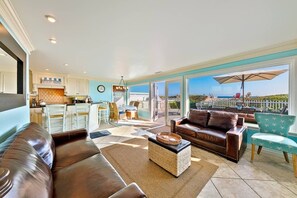 TV, fireplace - May 10% OFF - Waterfront Beach Home w/ Amazing Views, Jacuzzi + Deck (Sunset Beach)