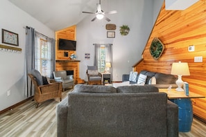 Smart TV, fireplace, video games
