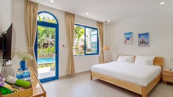 City Double Room, Terrace, Pool View | Premium bedding, minibar, in-room safe, desk