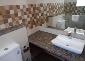 Shower, slippers, towels