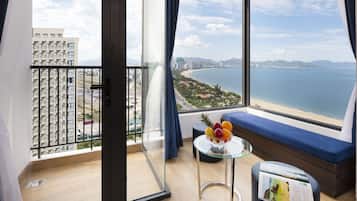 Premier Twin Room, Balcony, Sea View | Living area | 40-inch Smart TV with cable channels, TV