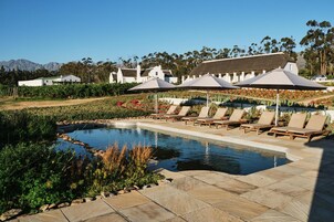 Outdoor pool, pool loungers