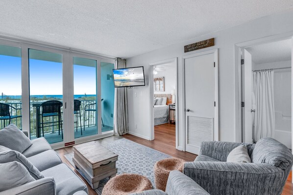 TV, DVD player - Heart of Gulf Shores | Beach Front Condo | My Beach Getaways (Gulf Shores)