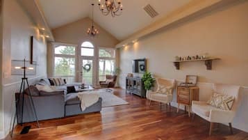 Una televisión, una chimenea