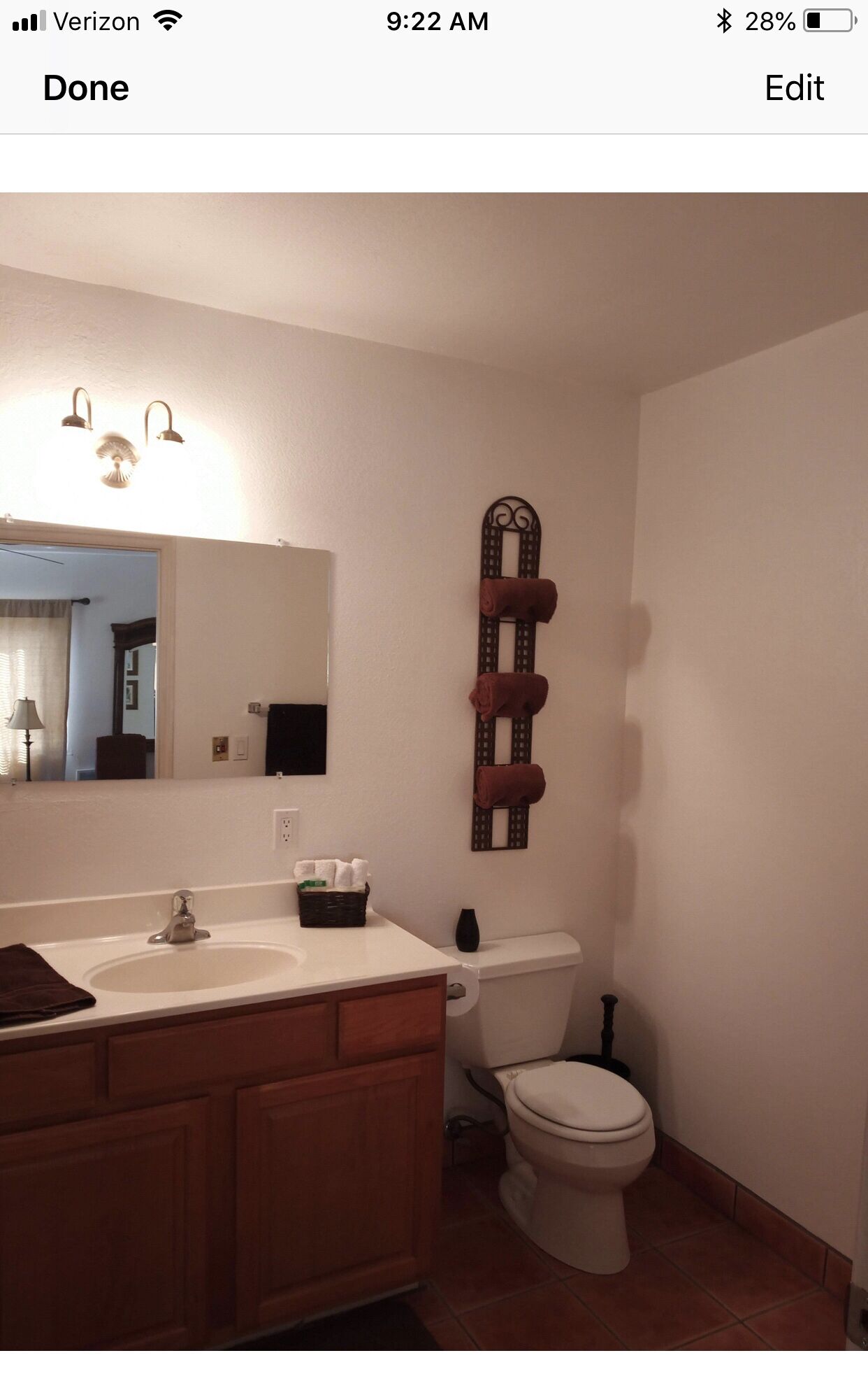 Combined shower/bathtub, hair dryer, towels, soap