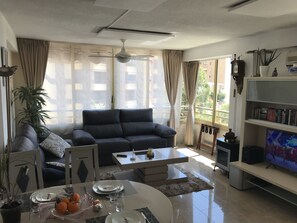 Televisie, een dvd-speler, boeken en een muziekbibliotheek