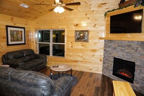 Smart TV, fireplace, video games, books