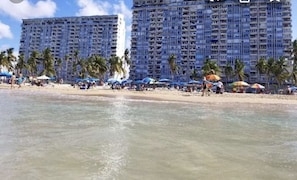 The beach behind our beachfront building 